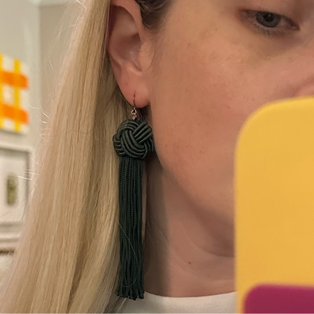 Vanessa Mooney Green Tassel Earrings 15$